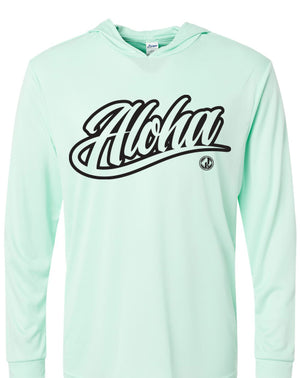 Aloha Script Dri-fit Hoodie - Mint Green