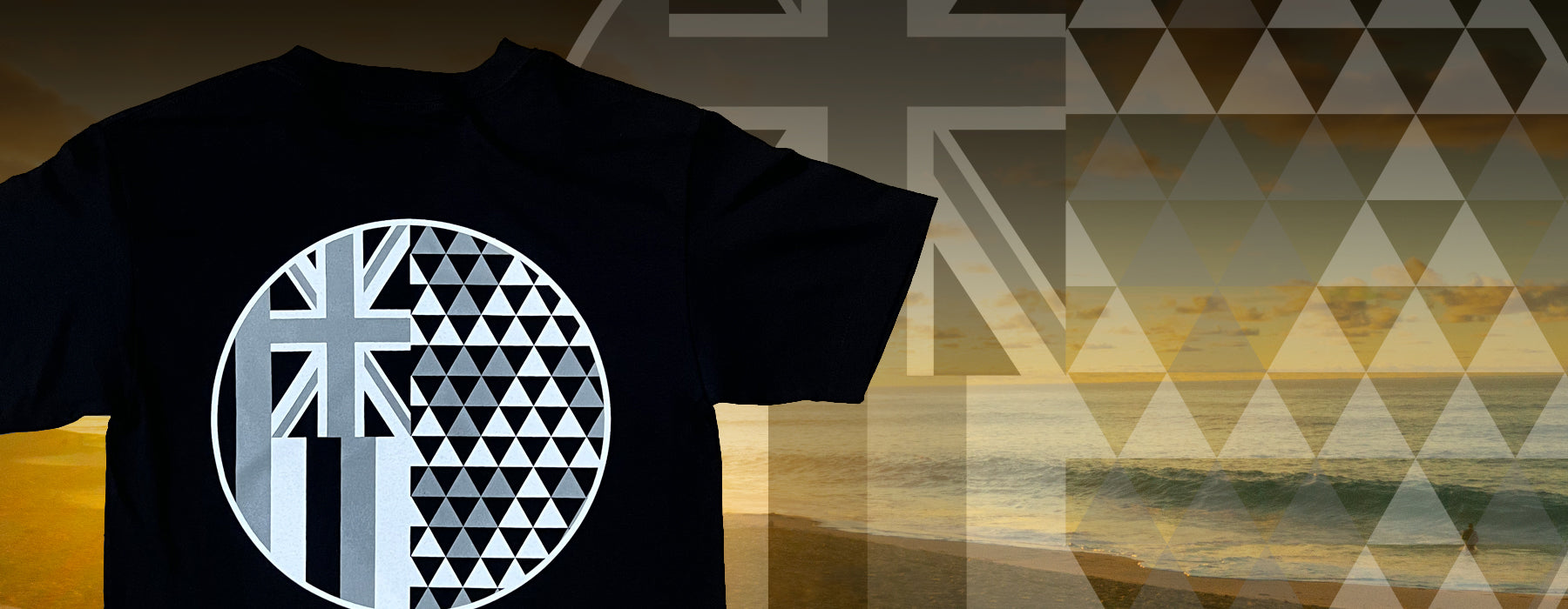 pono design with the hawaiian flag and the mauna pattern